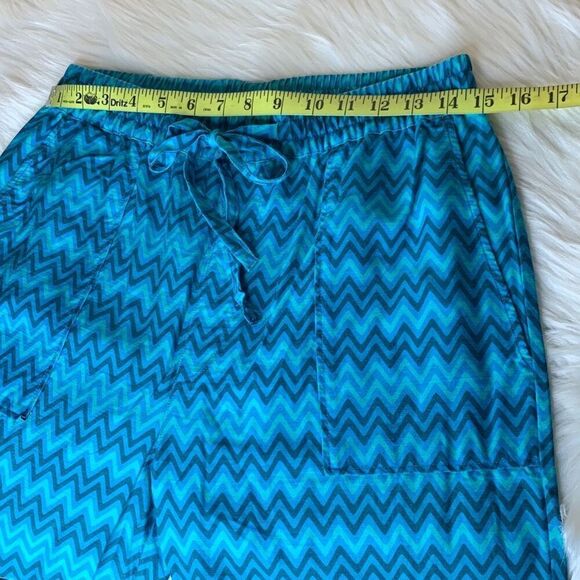 Zara Blue Green Geometric Palazzo Print Pull On pants Size Medium - Picture 8 of 14